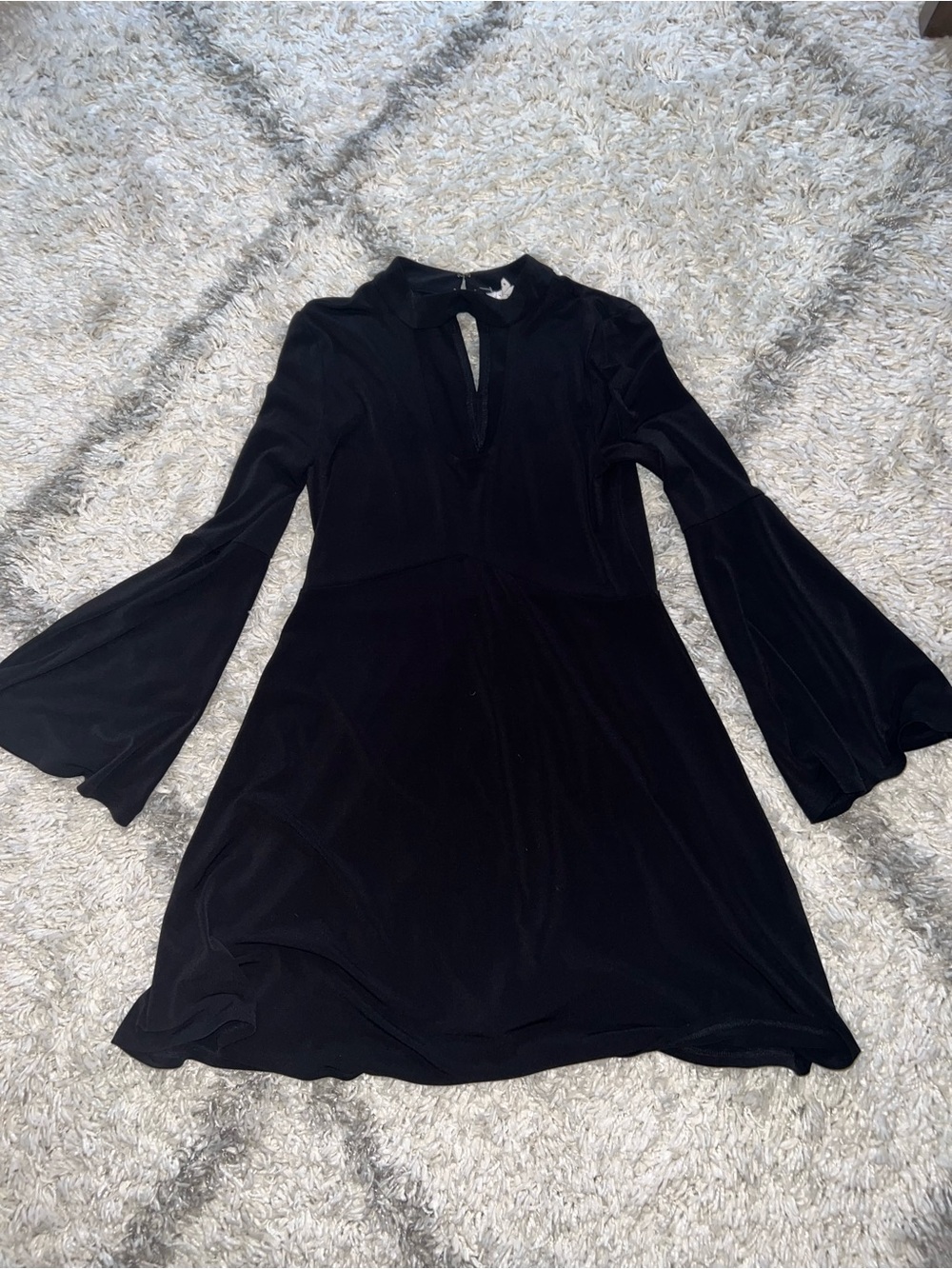 BCBGeneration Black Long-Sleeve Bell-Sleeve A-Line Dress